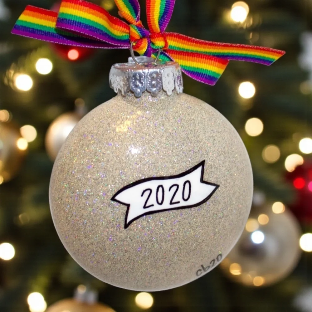 “Our First Christmas as a Family of Three” Personalized Ornament | Hand-Painted